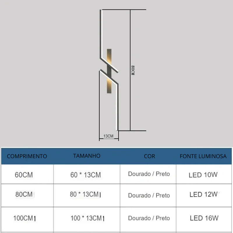 Arandela LED de Parede Interna Moderna Minimalista Cazza