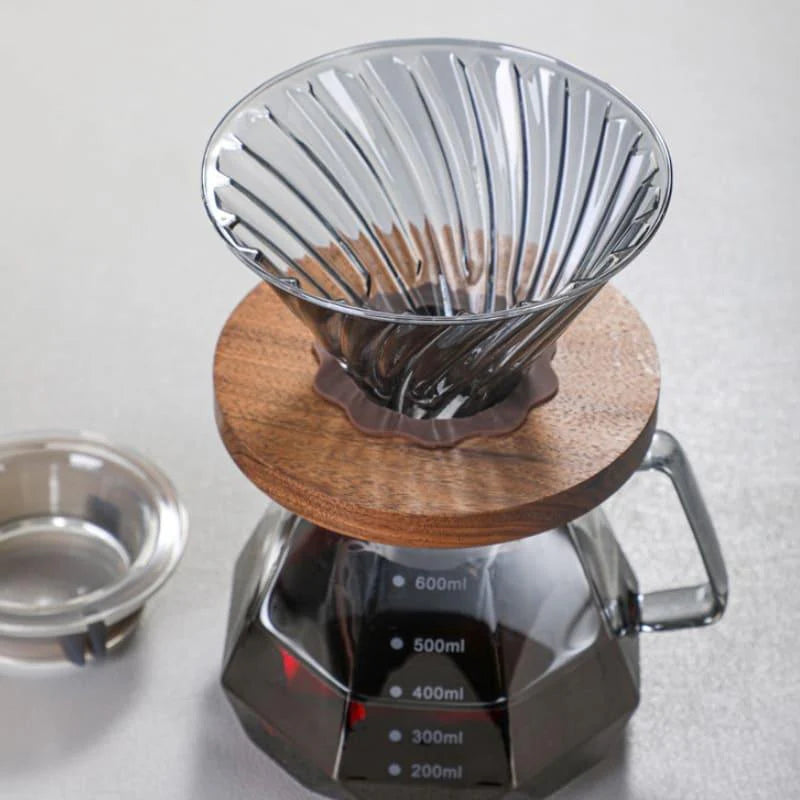 Bule de Café em Vidro Borossilicato com Coador Hario V60 Cazza