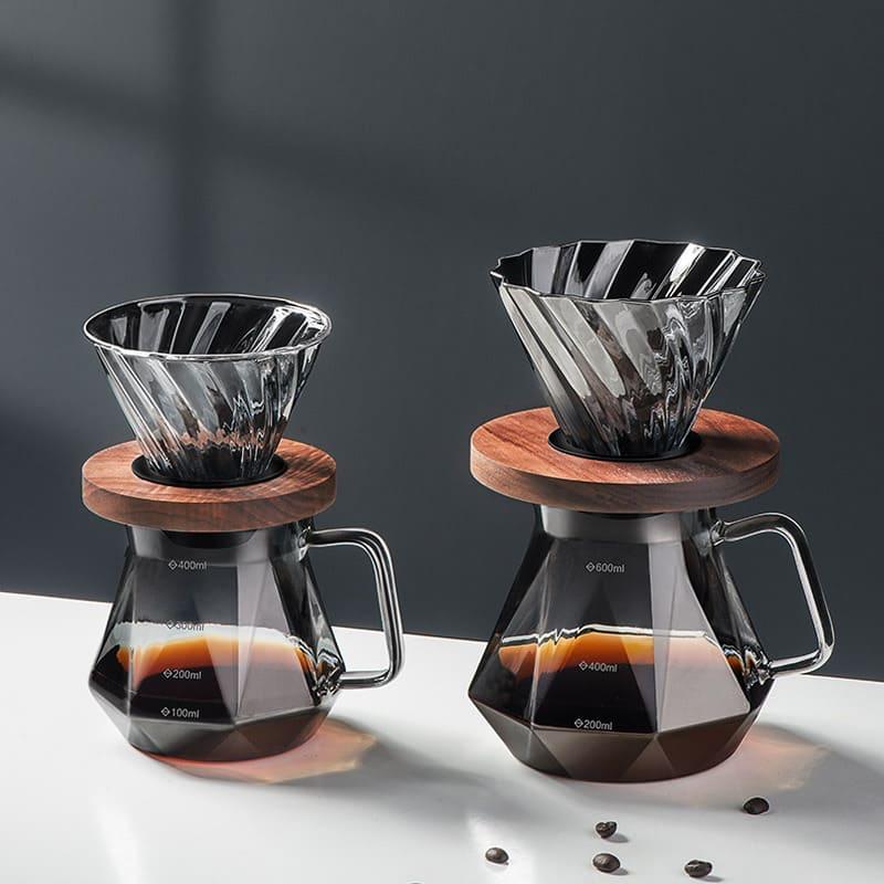 Bule de Café em Vidro Borossilicato com Coador Hario V60 Cazza