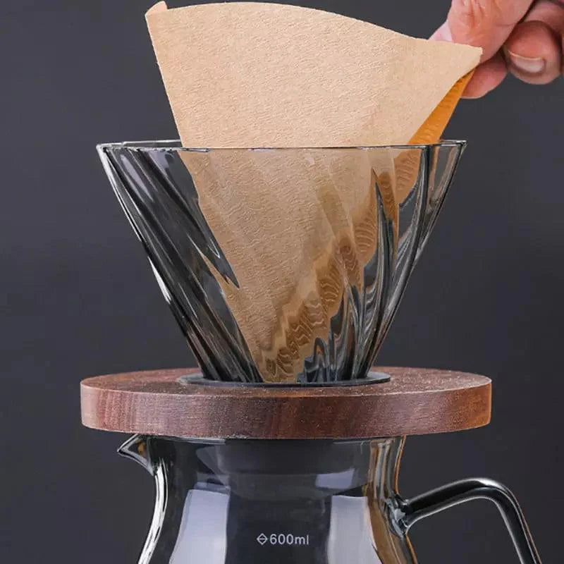 Bule de Café em Vidro Borossilicato com Coador Hario V60 Cazza