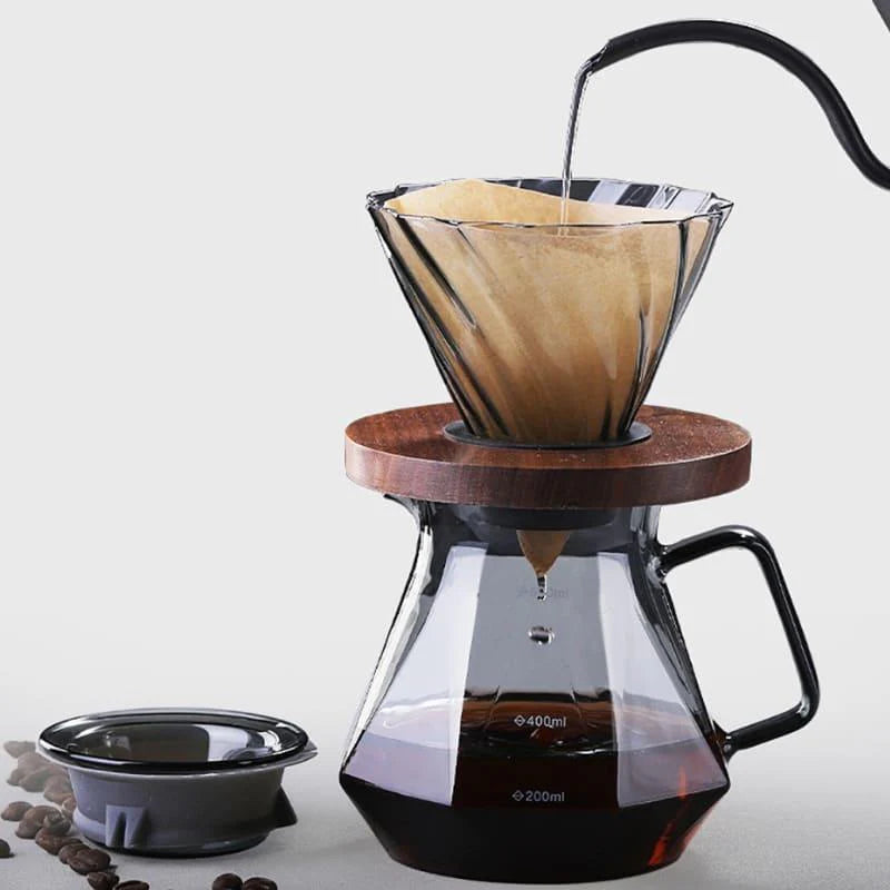 Bule de Café em Vidro Borossilicato com Coador Hario V60 Cazza