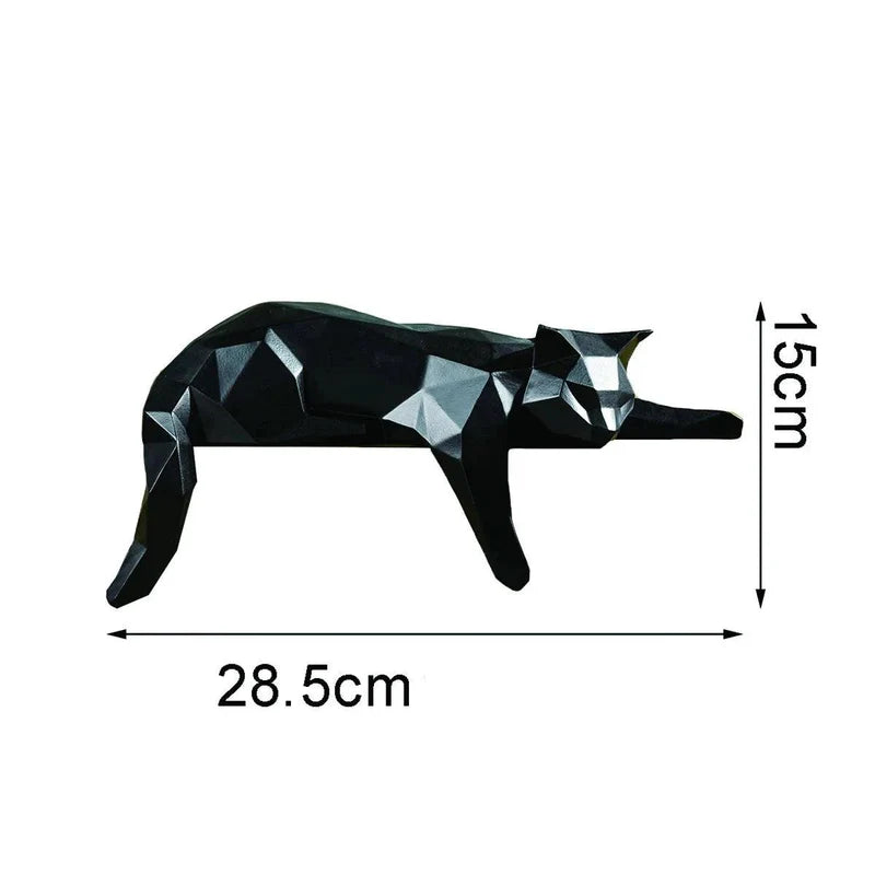 Estátua Moderna de Gato Preto e Branco Geométrica Cazza