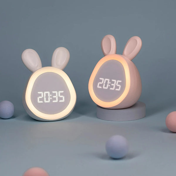 Despertador Digital Infantil de Coelho com Luz Noturna e LED Ajustável Cazza