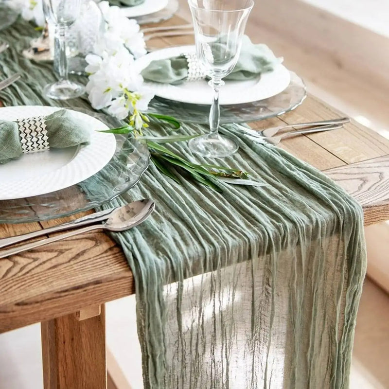 Caminho de Mesa Elegância Sutil em Cheesecloth Vintage Cazza