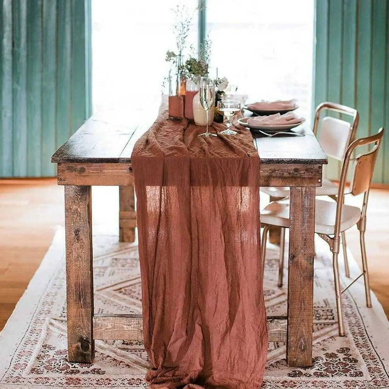 Caminho de Mesa Elegância Sutil em Cheesecloth Vintage Cazza