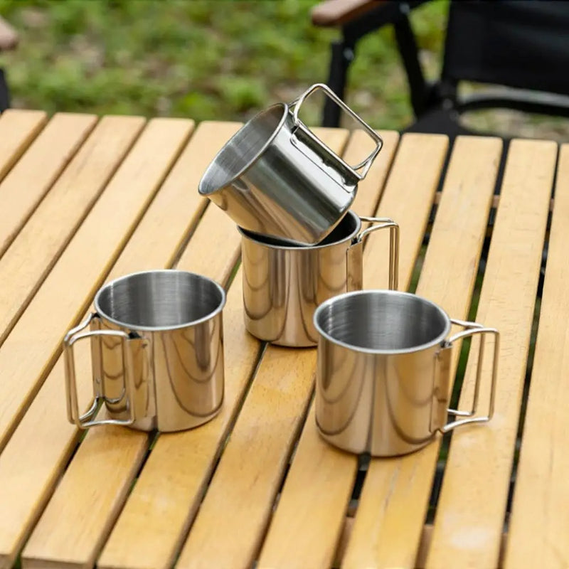 Conjunto de Canecas de Aço Inox Dobrável para Camping Cazza Colocar 250ml