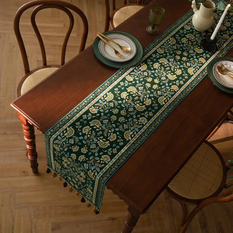 Caminho de Mesa Jacquard Floral Vintage Cazza