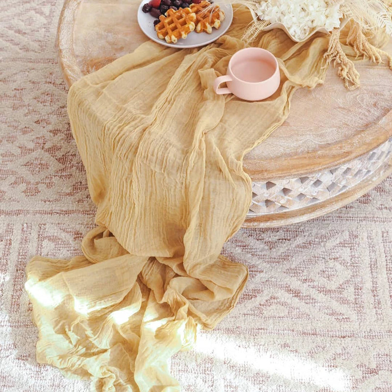 Caminho de Mesa Elegância Sutil em Cheesecloth Vintage Cazza