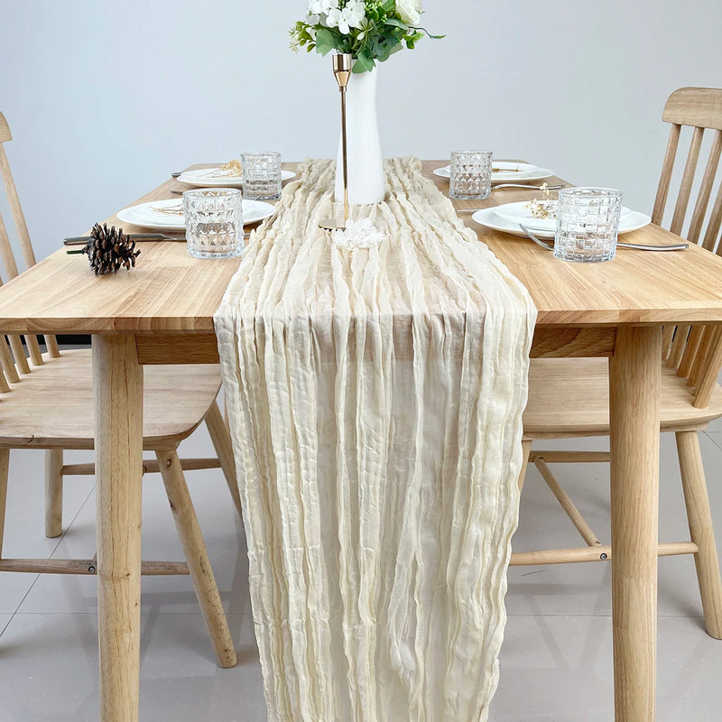 Caminho de Mesa Elegância Sutil em Cheesecloth Vintage Cazza