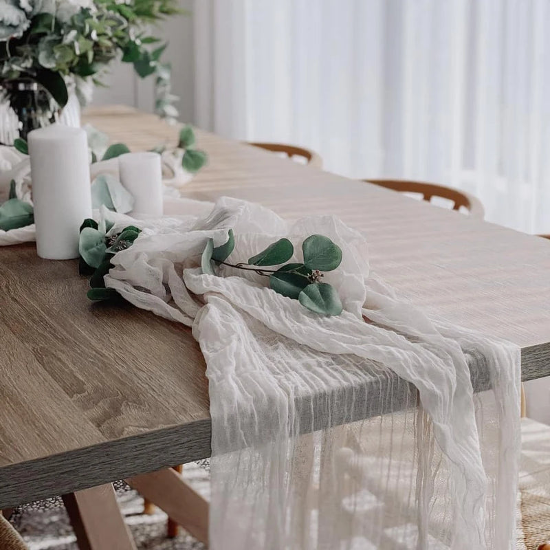 Caminho de Mesa Elegância Sutil em Cheesecloth Vintage Cazza